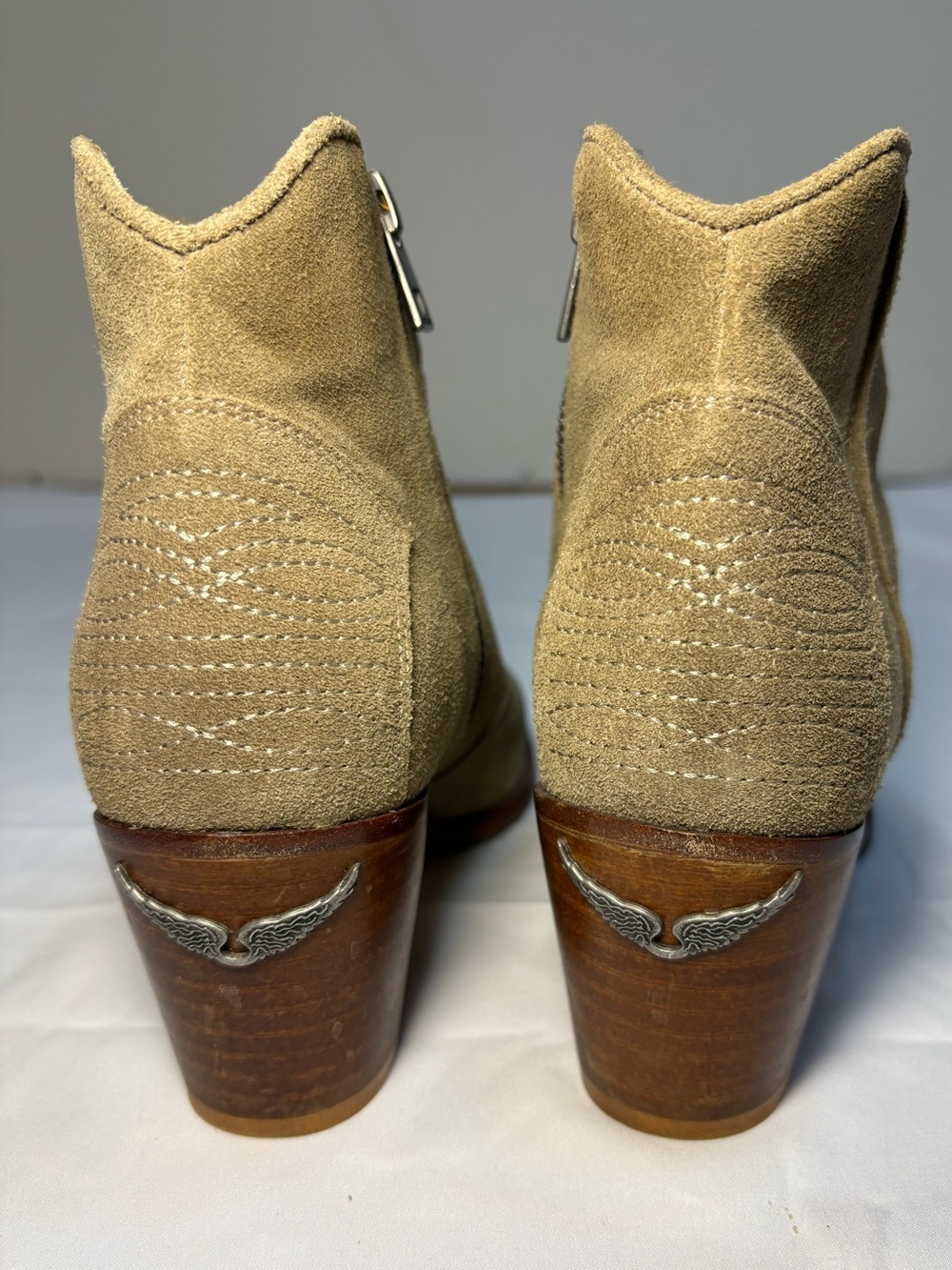Zadig & Voltaire Molly Suede Western Ankle Boots Size 39 (US 8.5) Cowgirl Rodeo - Picture 4 of 14